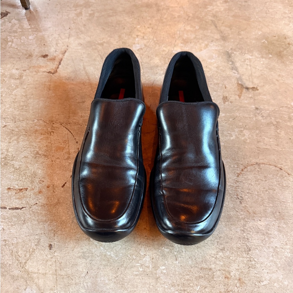 Men's Prada Black Leather Slip-On Loafers - Picture 2 of 9